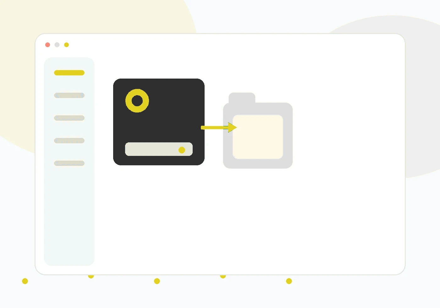 Abstract hard drive and folder visual representing HFS Explorer
